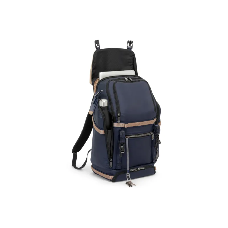 TUMI Nylon Backpack Men's Blue & Brown-1