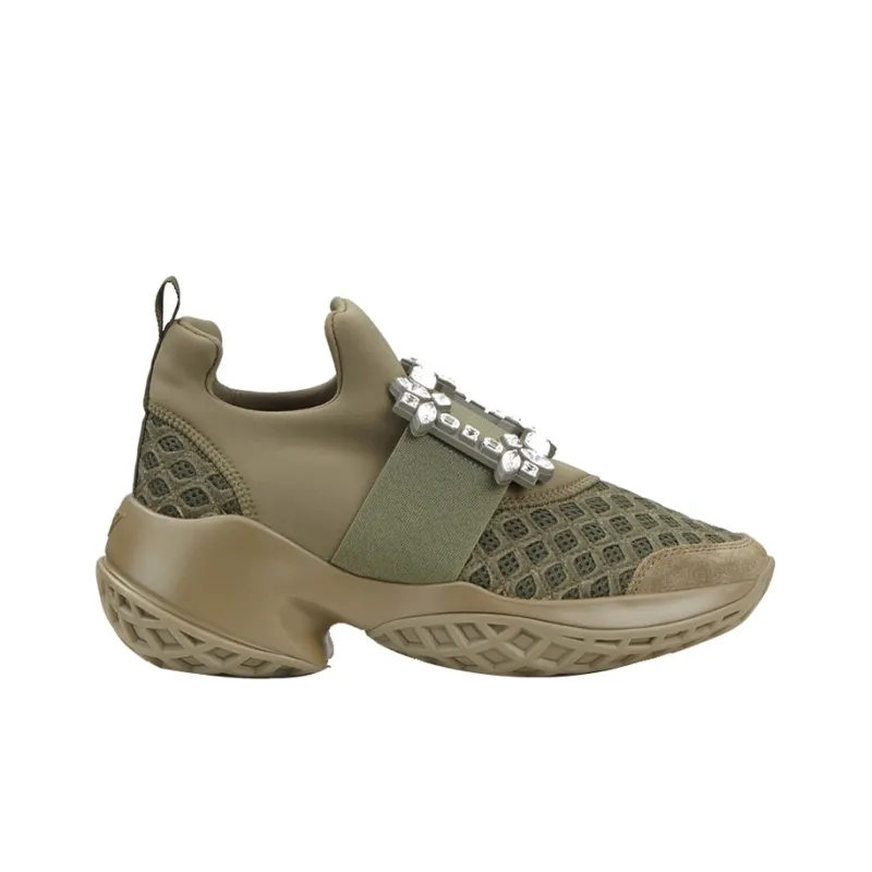 Roger Vivier Low Top Platform Shoes Women's Army Green-1