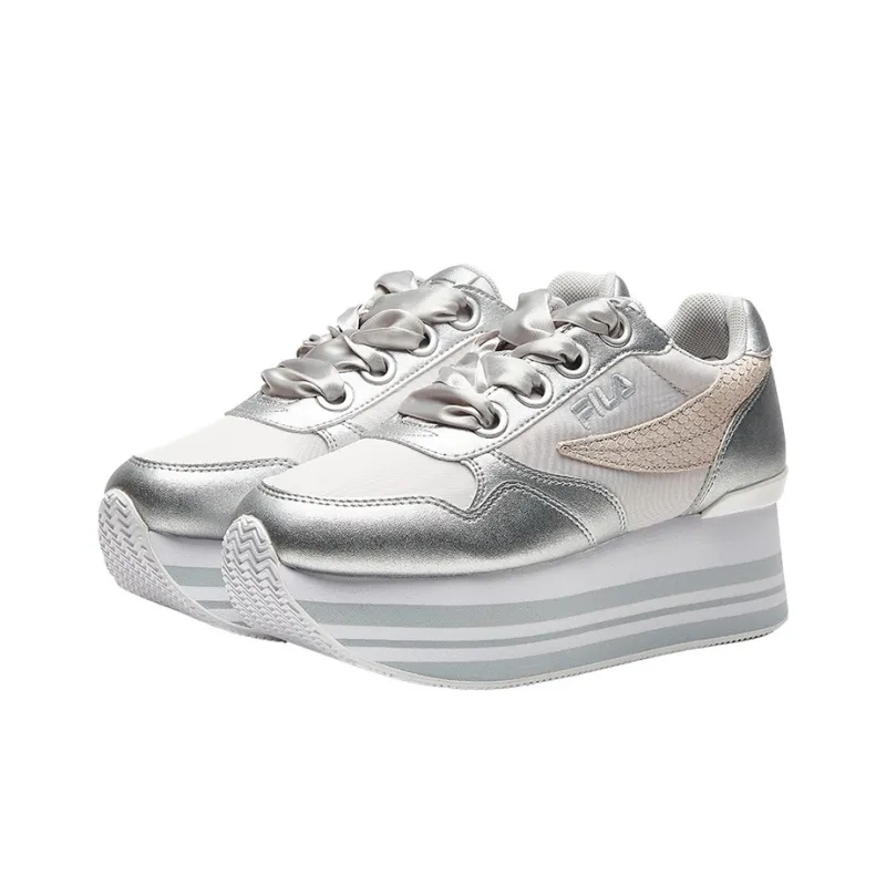 FILA Platform Shoes Women's Silver White-2