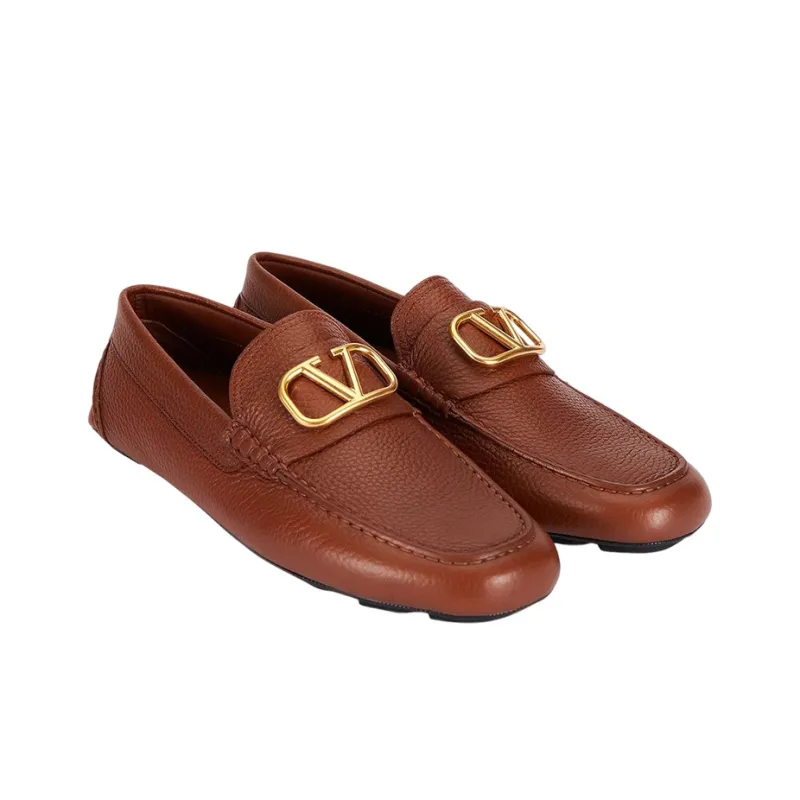 Valentino Vlogo Loafers Men's Tan-2