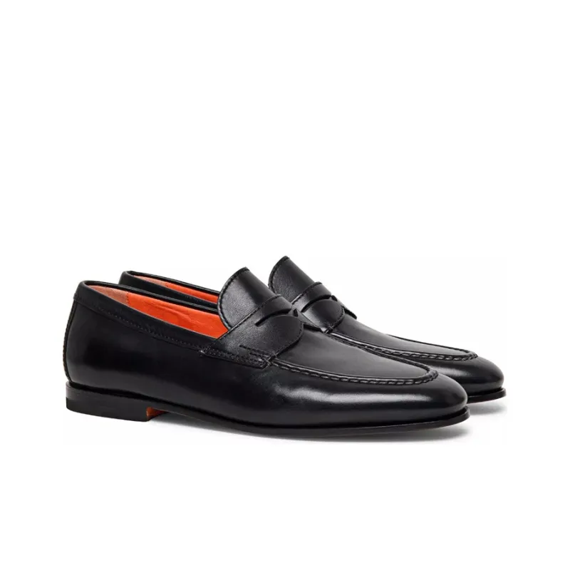 Santoni Leather Penny Loafers-2