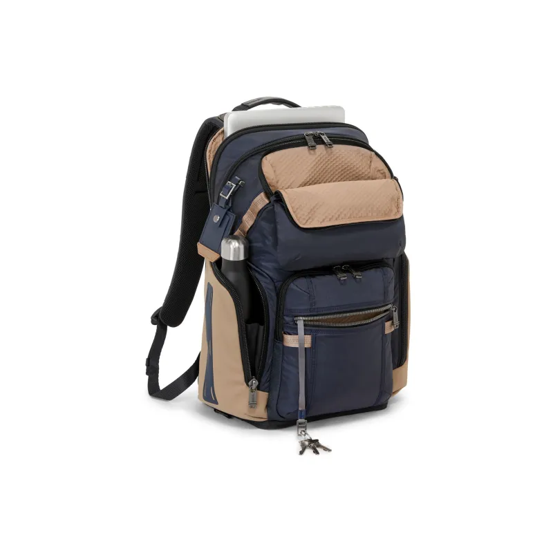 TUMI Alpha Bravo Nylon Backpack Women's Blue & Brown-3