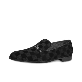 LOUIS VUITTON Lv Auteuil Velvet Slip On Shoes 'Black'