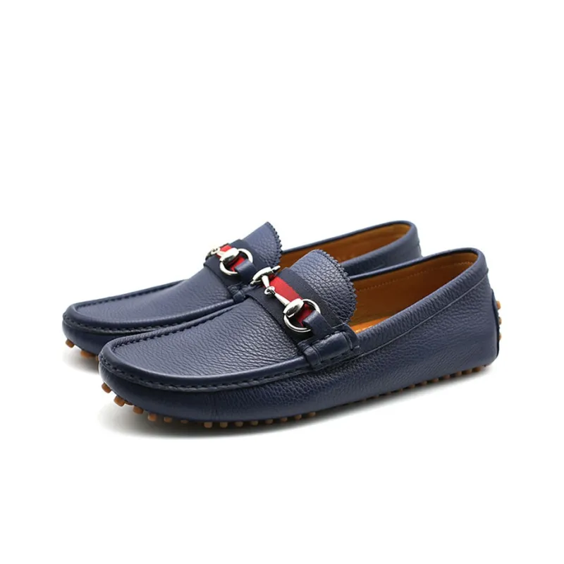 GUCCI Horsebit Gommino Loafers Men Low Top Blue-2