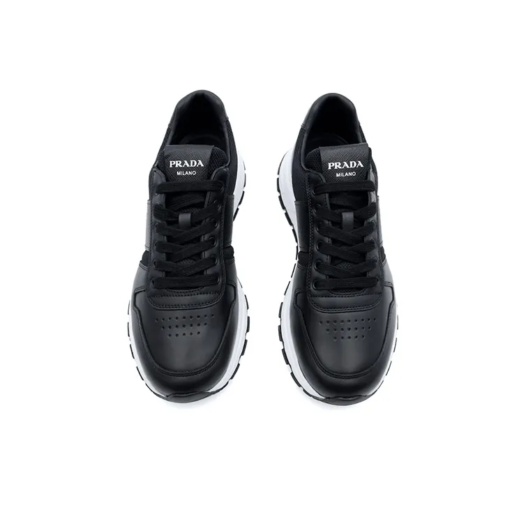 PRADA Prax 1 Leather Low Top Black-3