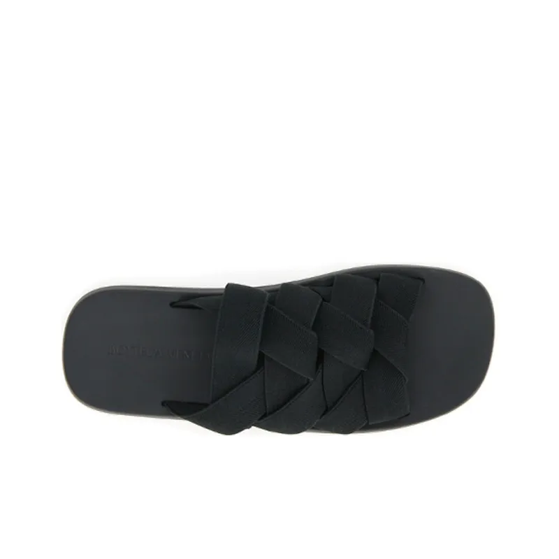 Bottega Veneta Intrecciato Elastic Slides Black-3