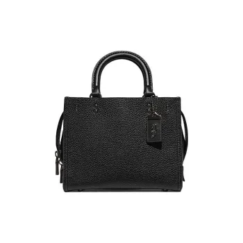 COACH Rogue Cow Leather Shoulder Bag, Crossbody Bag, Handbag Women's Black