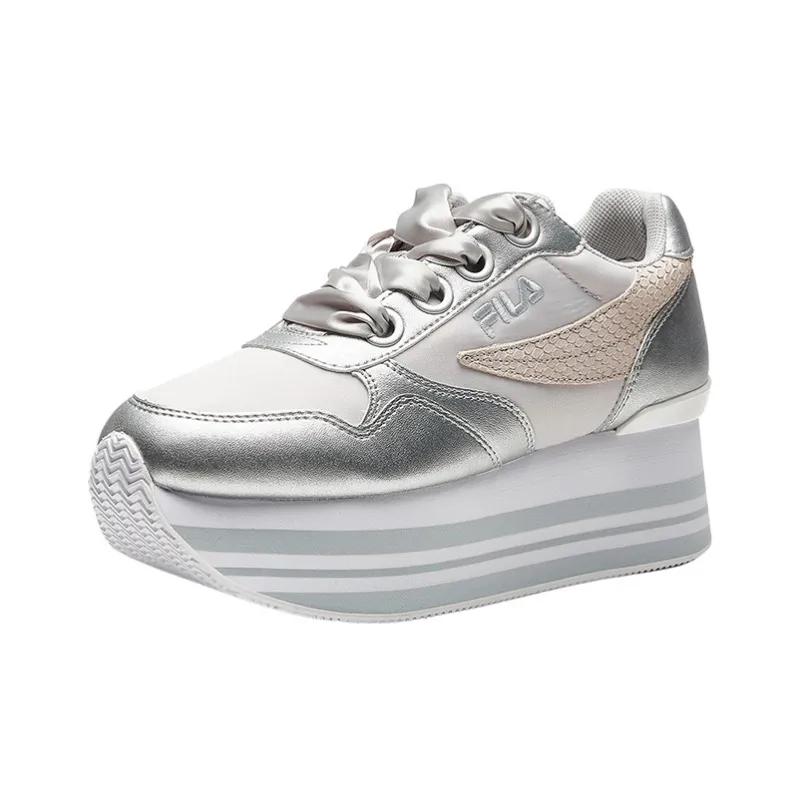 FILA Platform Shoes Women's Silver White-1