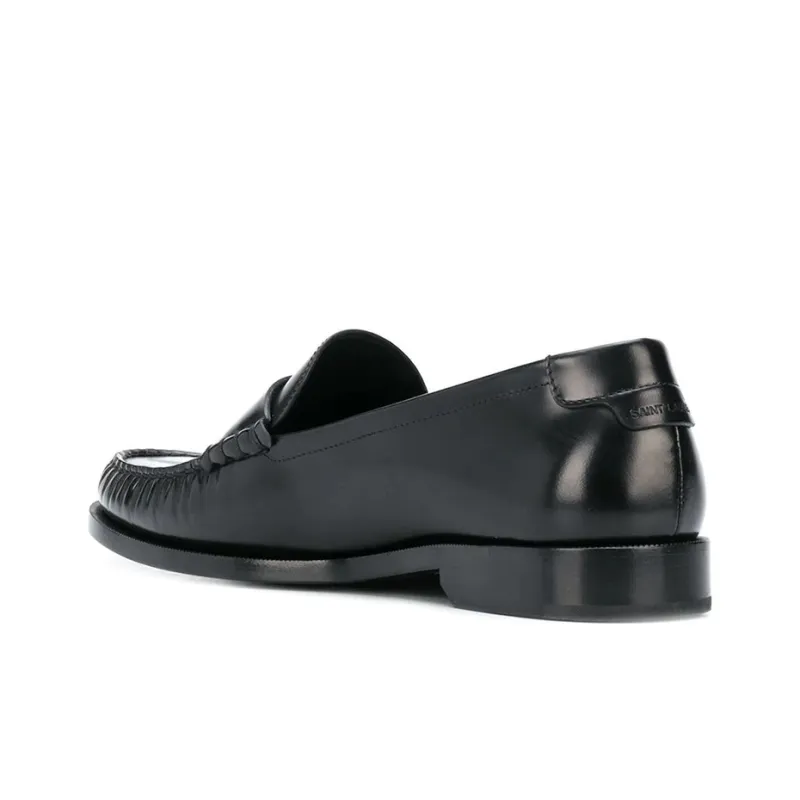 SAINT LAURENT Le Loafer Penny Slippers Black Leather-3
