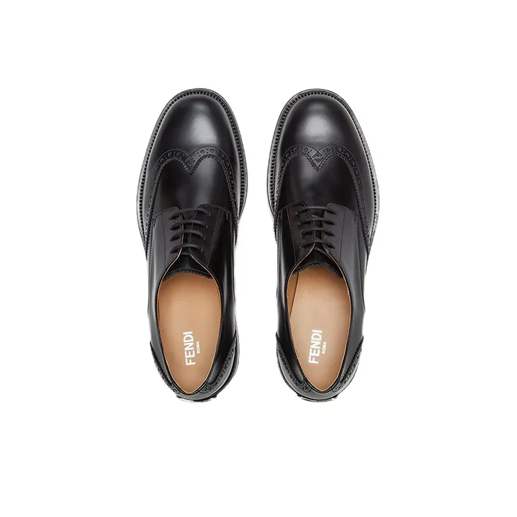 FENDI Dress Shoes Men Low Top Black-3