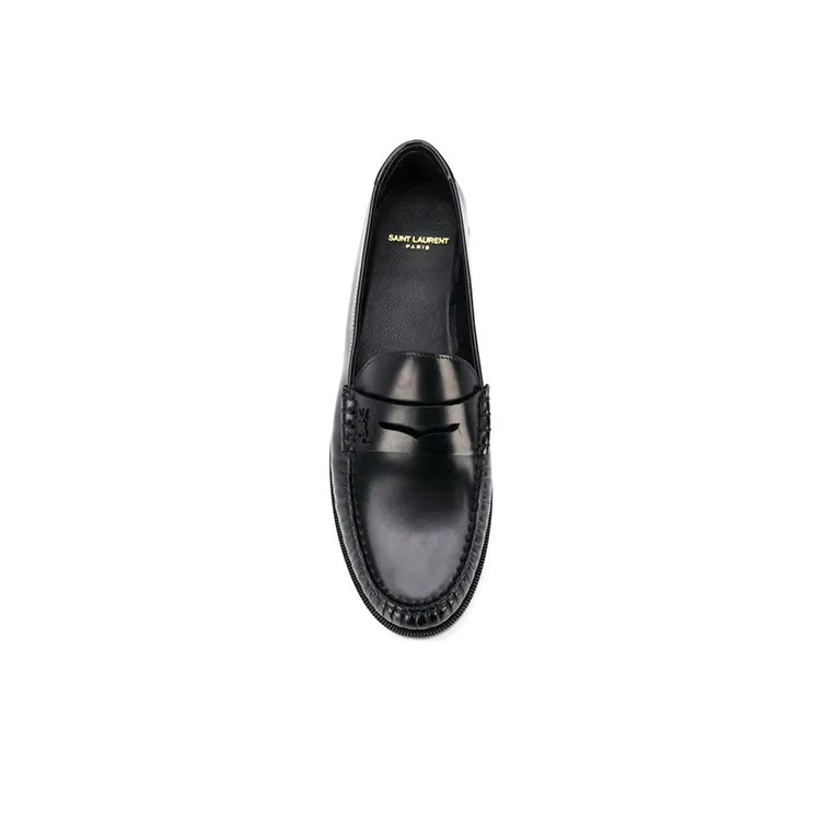 SAINT LAURENT Le Loafer Penny Slippers Black Leather-4