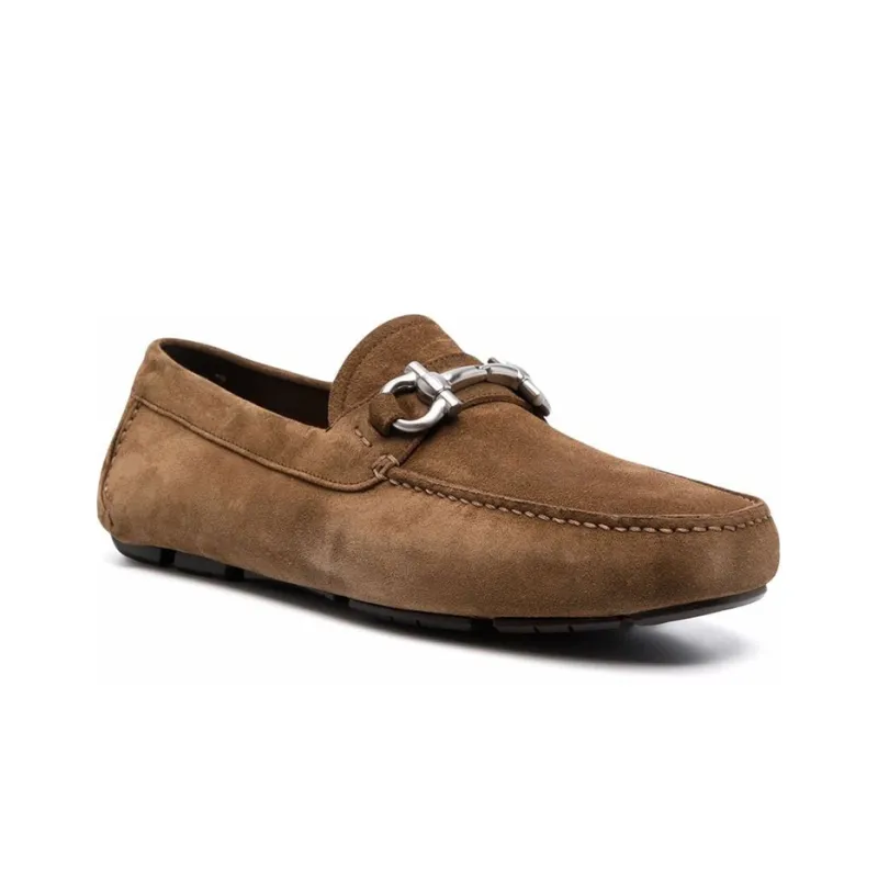 FERRAGAMO Gancini Suede Loafers-1