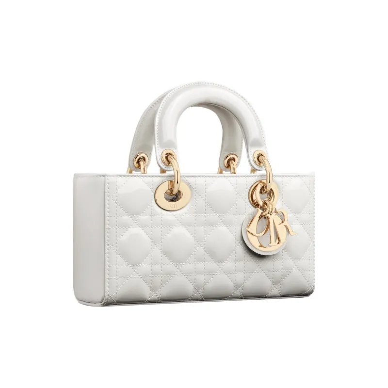 DIOR Lady D-JOY Patent Leather Cowhide Daisie Bag Shoulder Bag Crossbody Bag Handbag Small Size Women's Milk White-1