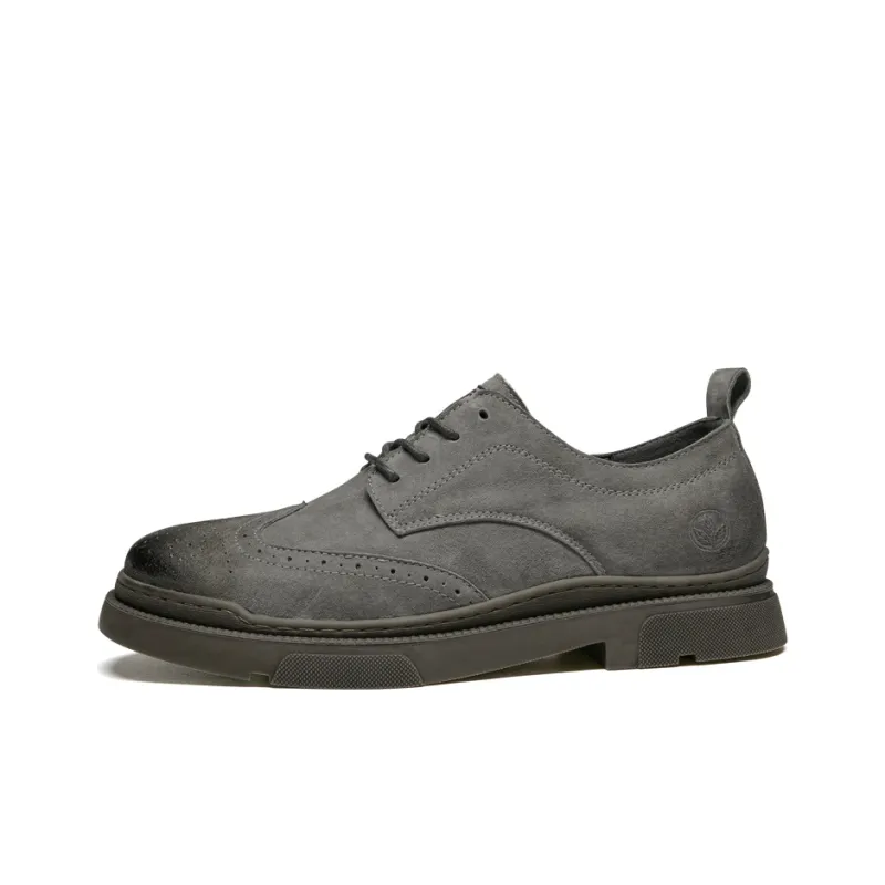 LEAVELAND Men's Casual Shoes Men Low Top Khaki/Gray-5