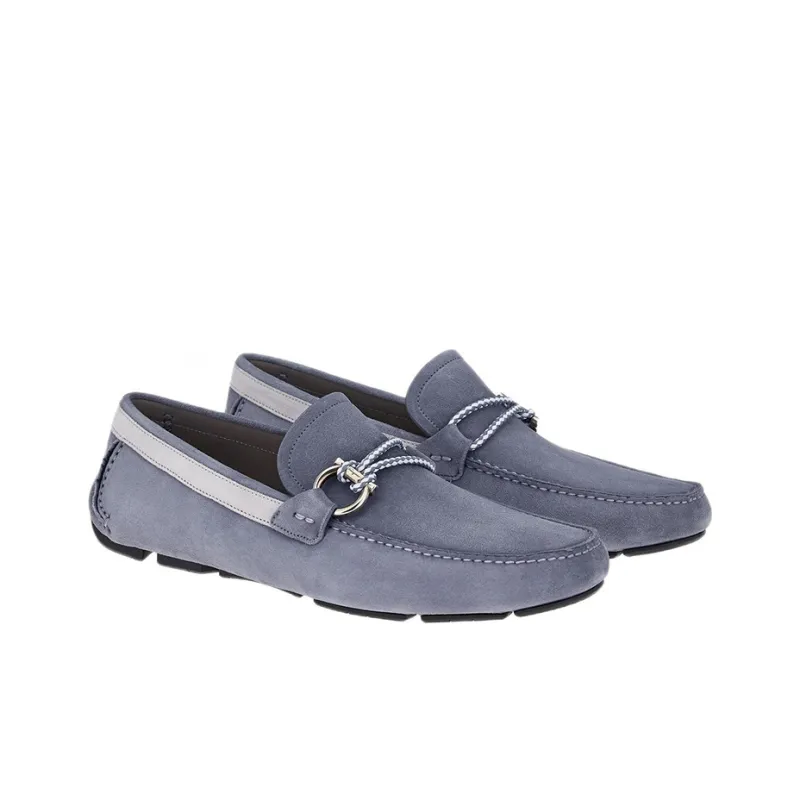 FERRAGAMO Gancini Casual Shoes Men's Blue-1