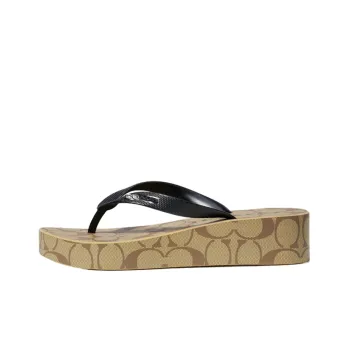 COACH Lynn EVA Abrasion Resistant Flip Flops Women's Khaki Black