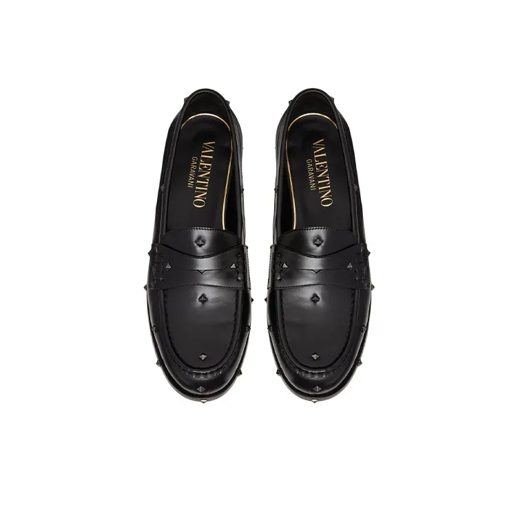 Valentino Aristopunk Stud Calfskin Loafer 'Black'-2