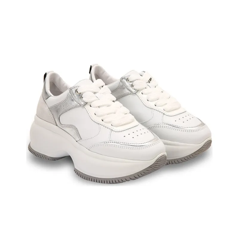 HOGAN Maxi I Active Platform Shoes Women's White Silver-2