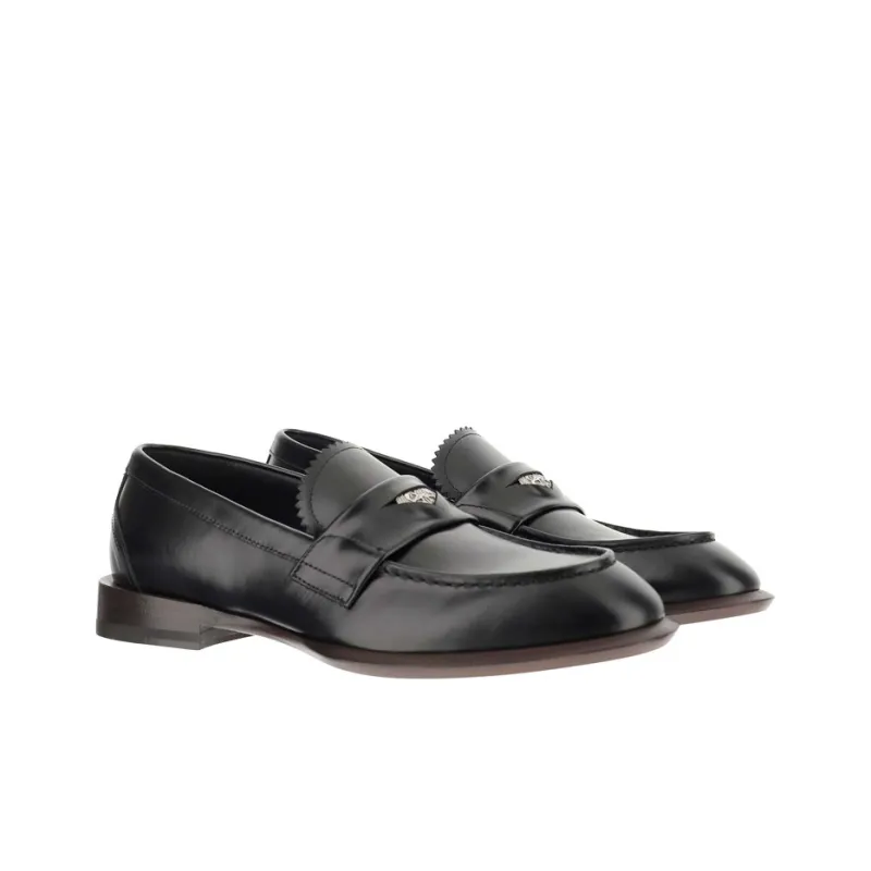 Alexander McQueen Leather Coin Embellished Penny Loafer Black-2