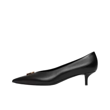 Burberry Monogram Cone Heel Mary Jane Shoes Women's Black