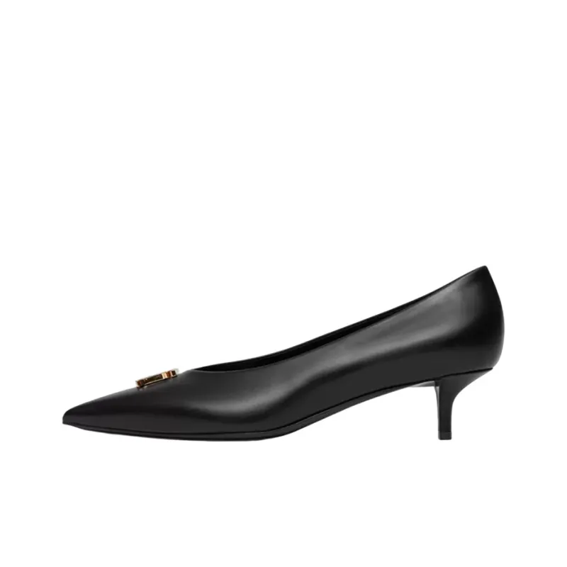 Burberry Monogram Cone Heel Mary Jane Shoes Women's Black-0