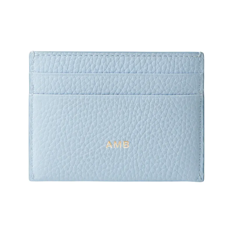 Burberry Logo Litchi Leather Card Holder Women's Blue-1