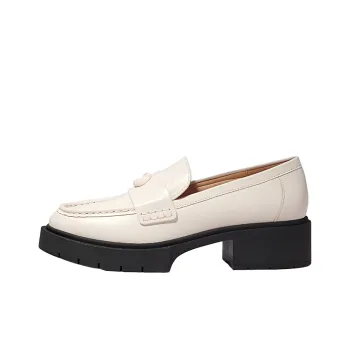 COACH Chunky Heel Loafers 4.5cm Women's White