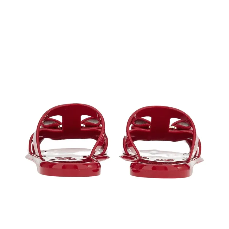 FERRAGAMO Jelly Odor Resistant Slide Slippers Women's Red-4