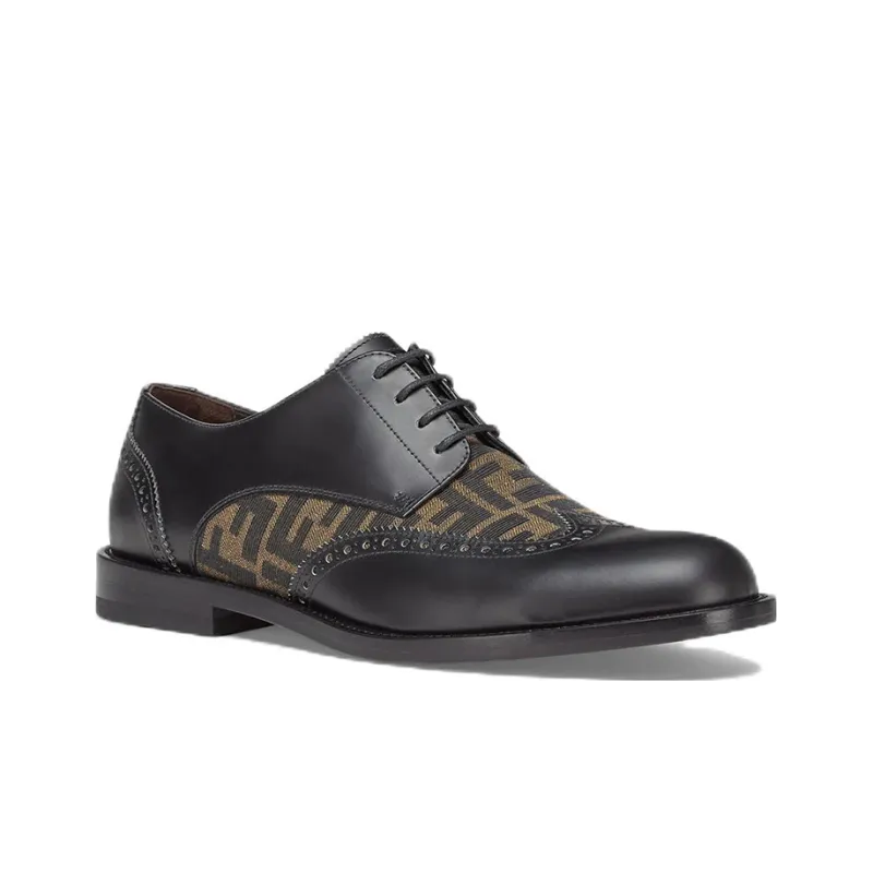 FENDI FF Motif Detail Derby Lace Up Shoes-1