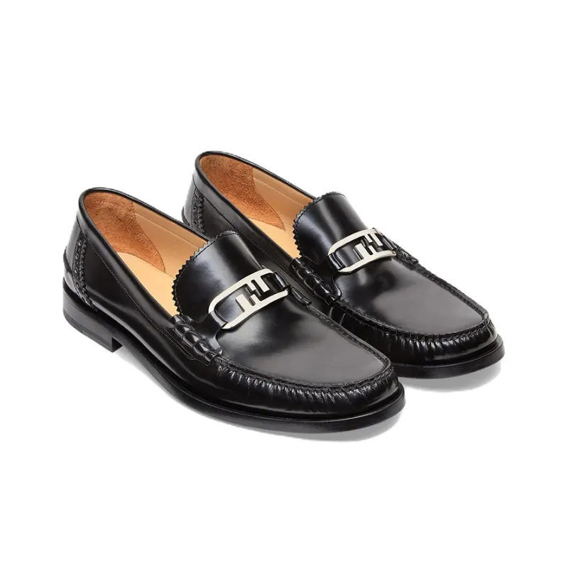 FENDI O'Lock Logo-Plaque Loafers-2
