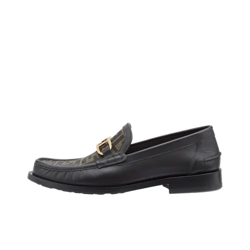 FENDI FF Pattern-print Panelled Loafers