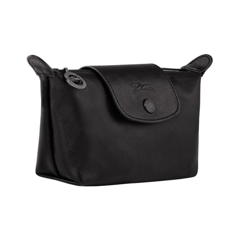 LONGCHAMP Le Pliage Xtra Large Cow Leather Makeup Bags Clutches Women's Black-1