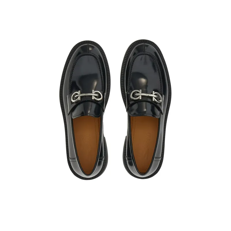FERRAGAMO Gancini-plaque Leather Loafers-3