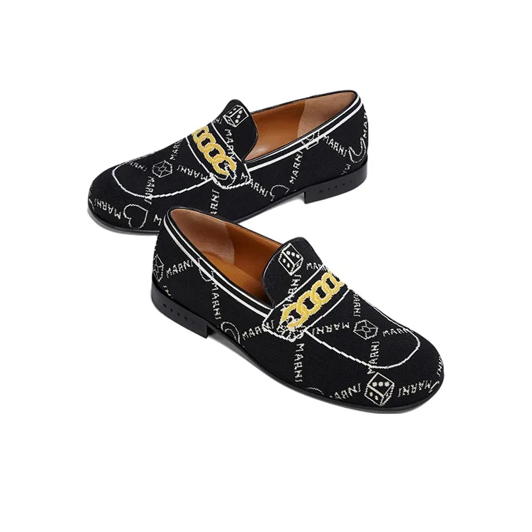 MARNI All-over Logo-jacquard Loafers-4