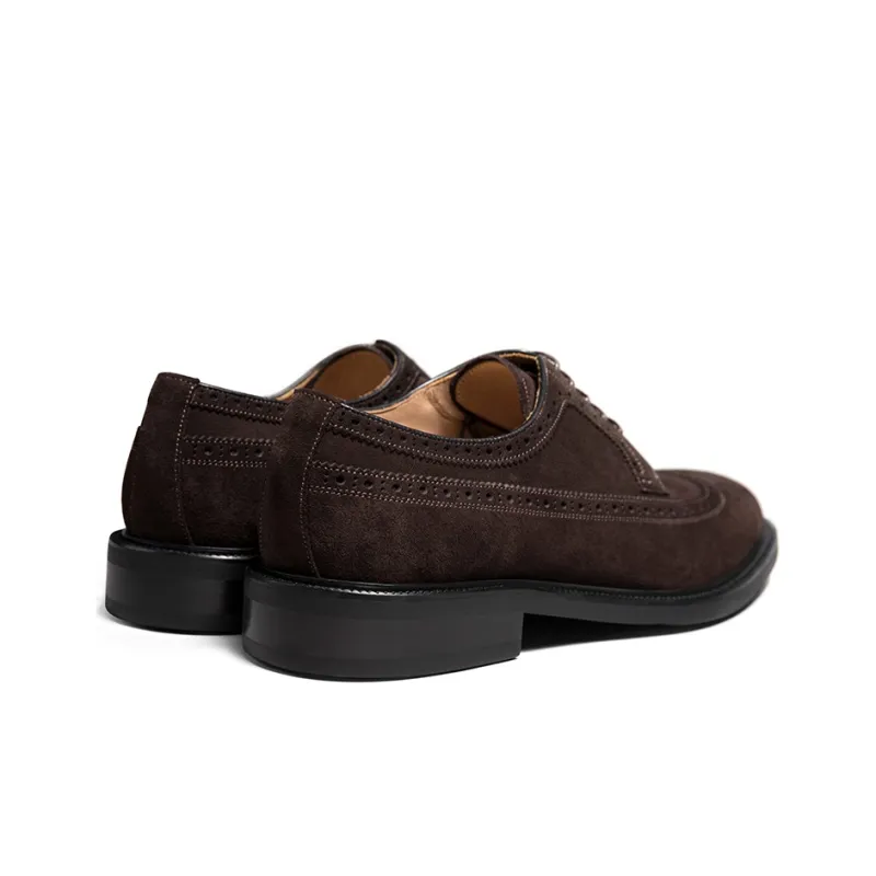 THOM WILLS Brogue Derby Shoes In British Style Casual Shoes Men's Dark Coffee-3