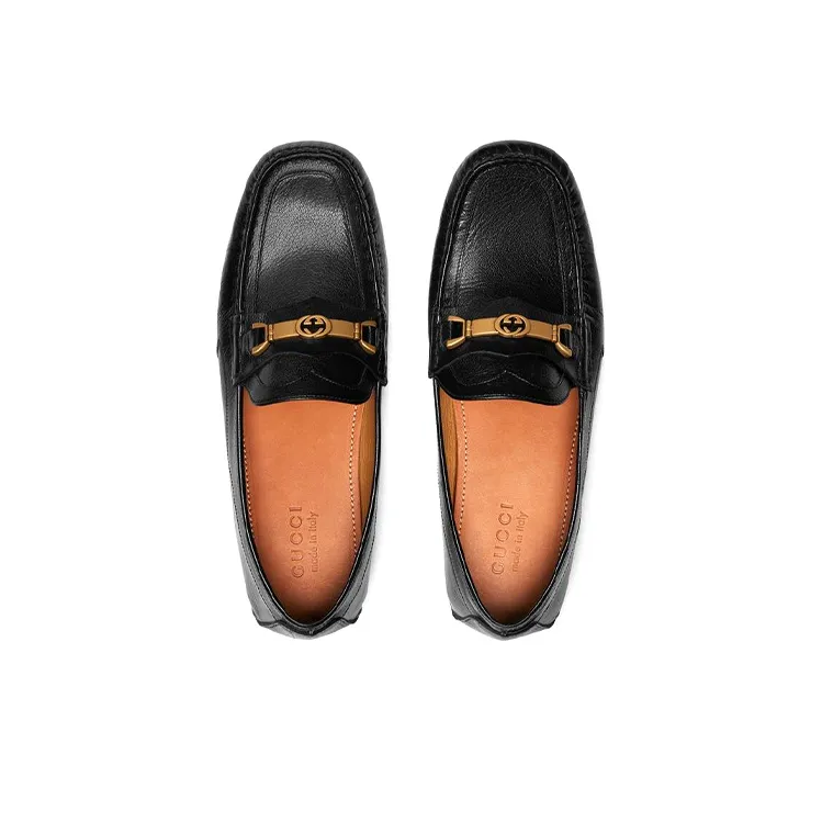 GUCCI Interlocking G Horsebit Loafers Black-3
