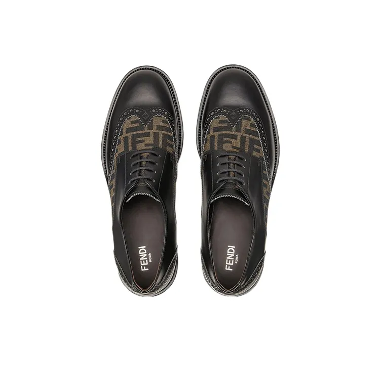 FENDI FF Motif Detail Derby Lace Up Shoes-2