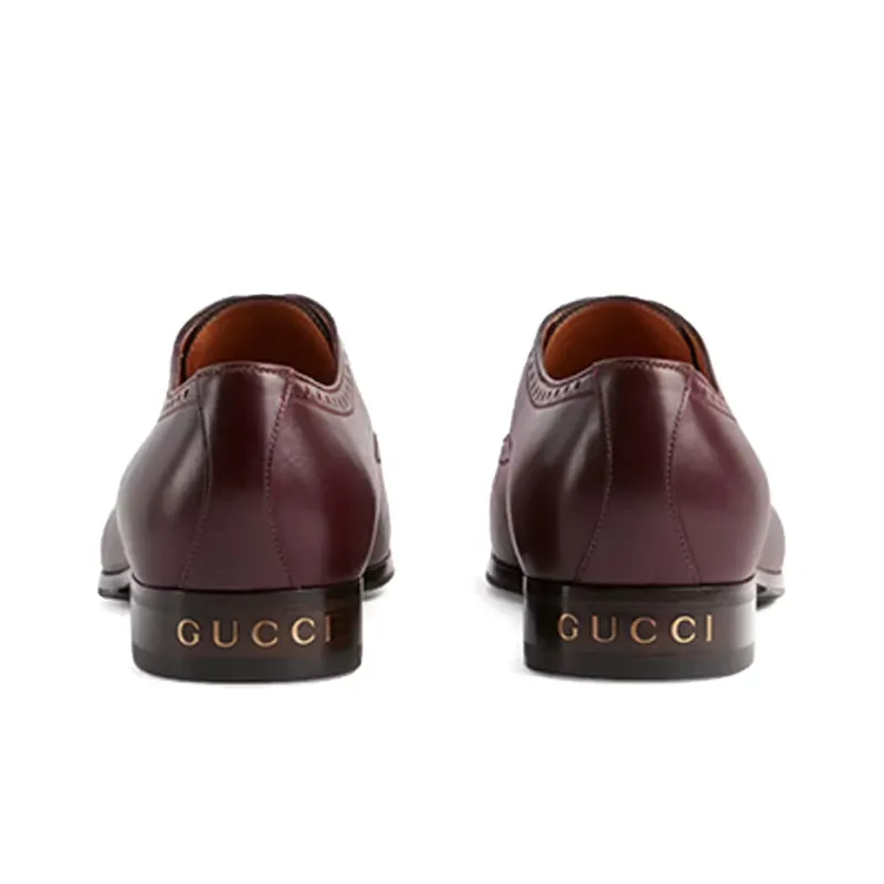 GUCCI Brogue Details Casual Shoes Men's Deep Red-3