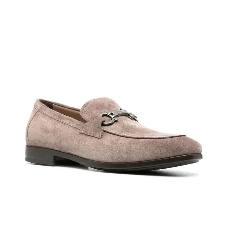 Ferragamo Gancini Loafers Men Low Top Light Gray-1