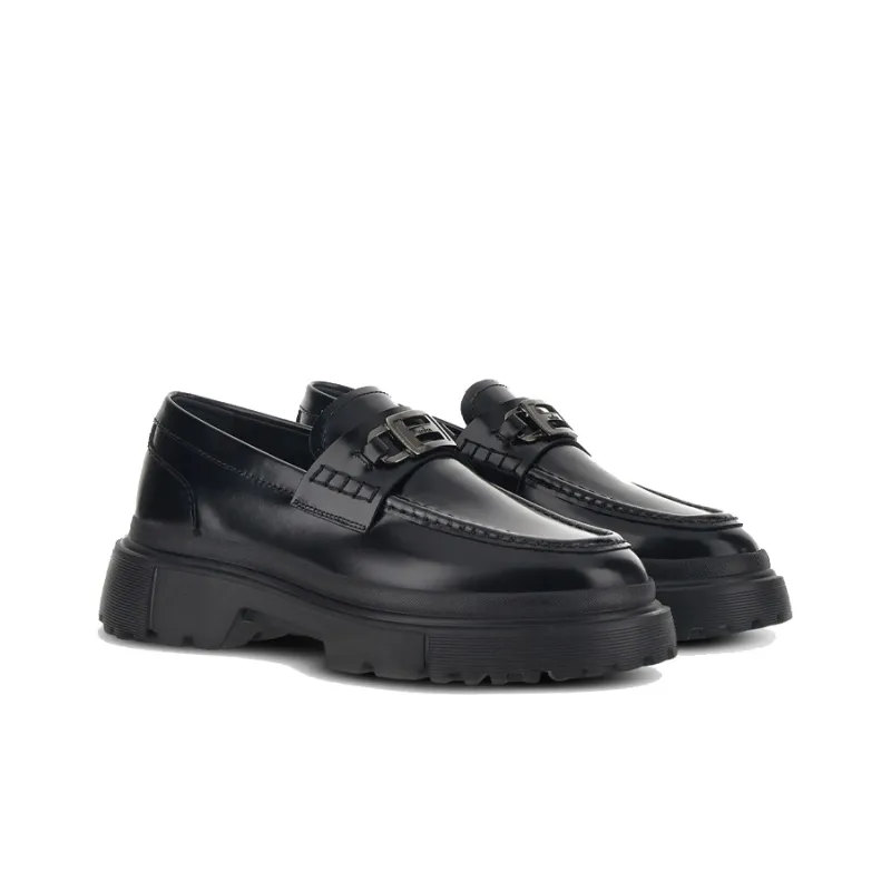 HOGAN Chunky Logo Plaque Loafers-1