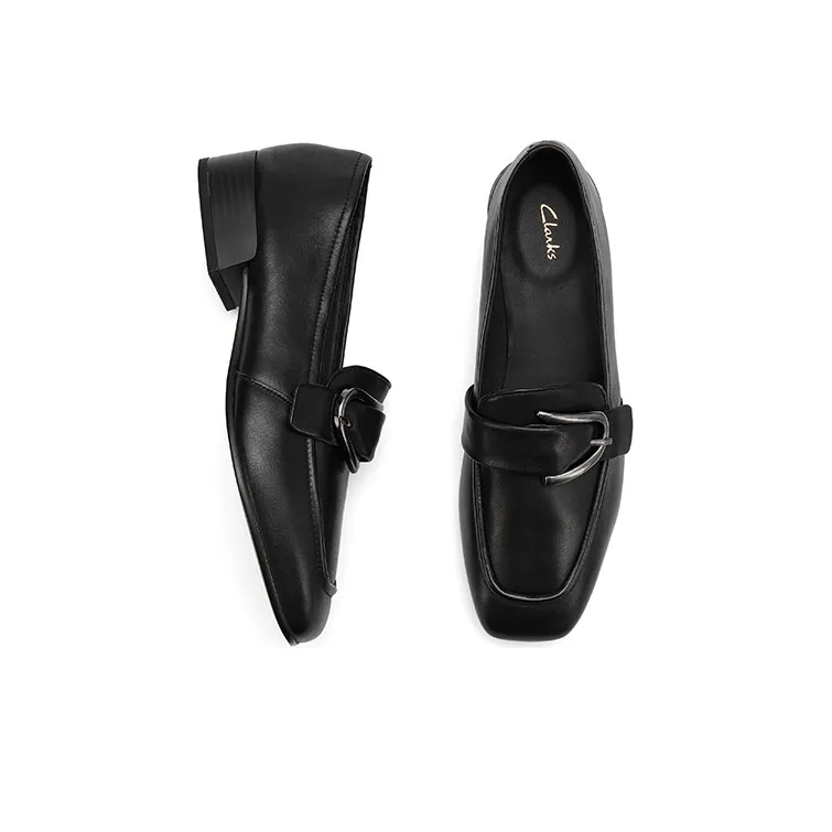 Clarks Block Heel Mary Jane Shoes Women's Black-3