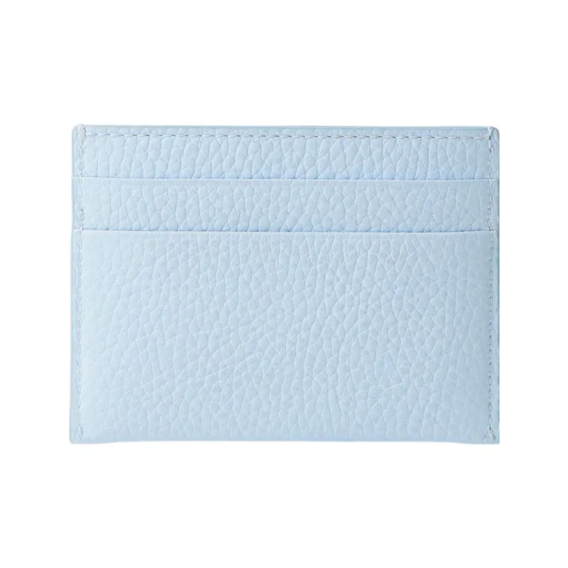 Burberry Logo Litchi Leather Card Holder Women's Blue-3