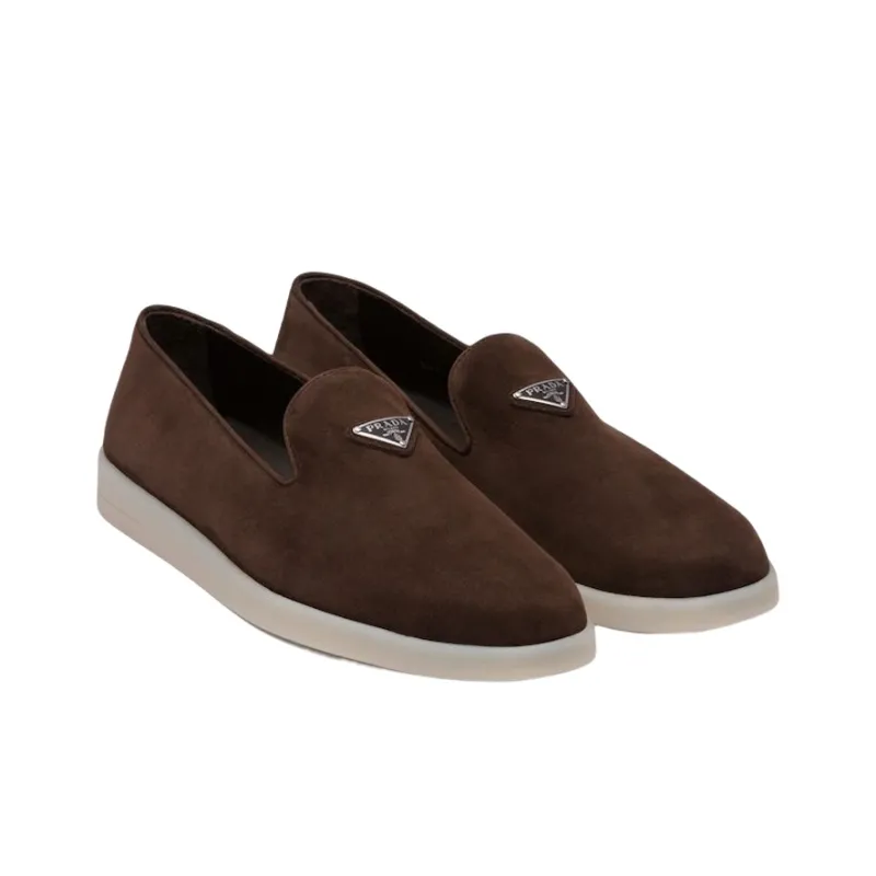 PRADA Triangle-patch Suede Loafers-2