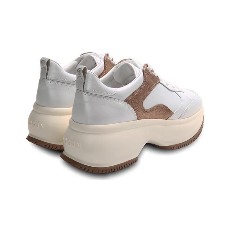 HOGAN Maxi I Active Low-Top Platform Shoes Women's White Gold-4