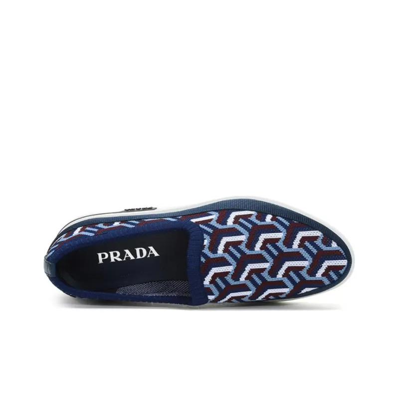 PRADA St Tropez Jacquard Knitted Loafers 'Blue'-4
