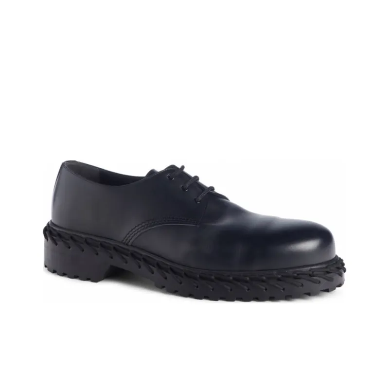 Balenciaga Laces Derbies Leather Shoes Black-2