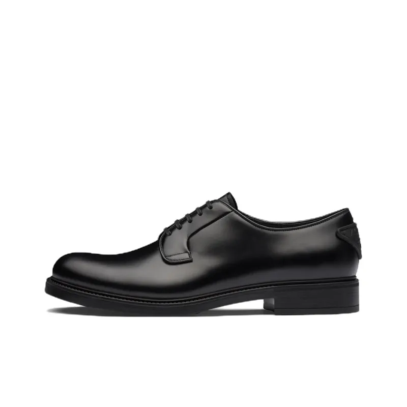 PRADA Brushed-leather Lace-up Shoes-0