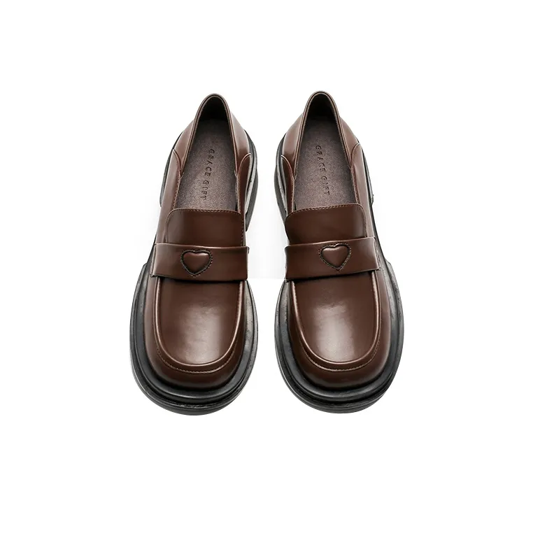 GRACEGIFT Loafers 4.5cm Women's Black White-5