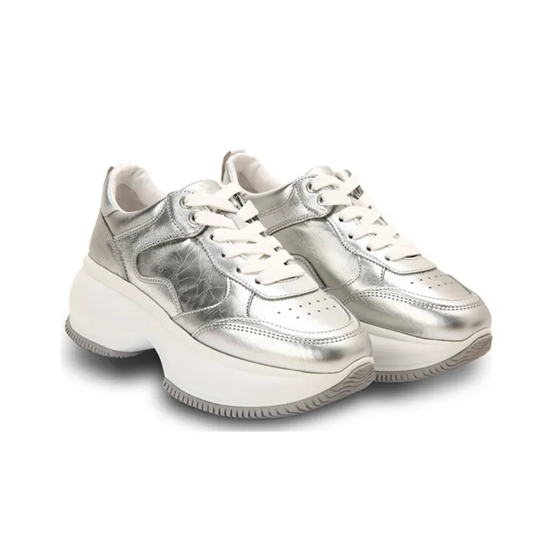 HOGAN Maxi I Active Low-Top Platform Shoes Women's Silver-2