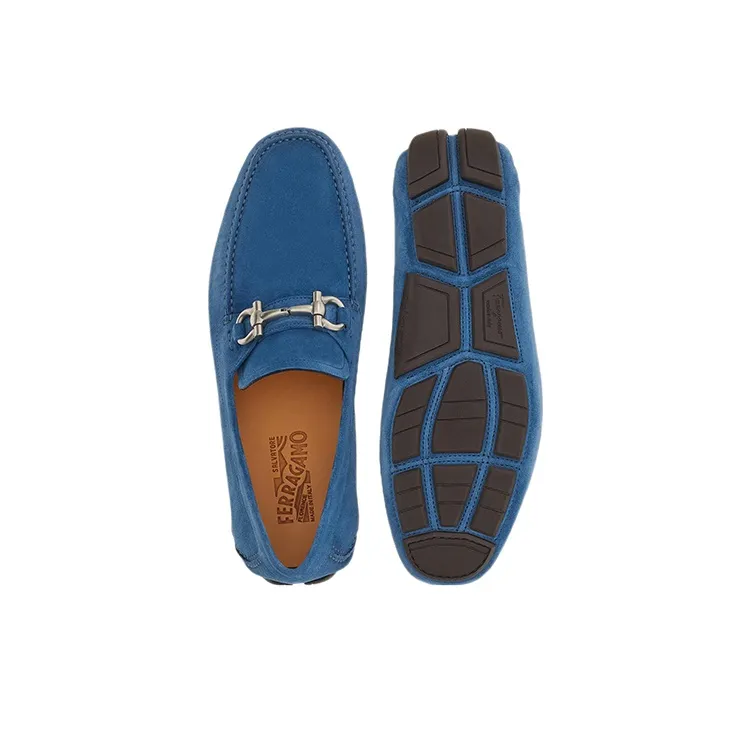 FERRAGAMO Gancini-plaque Suede Loafers-4